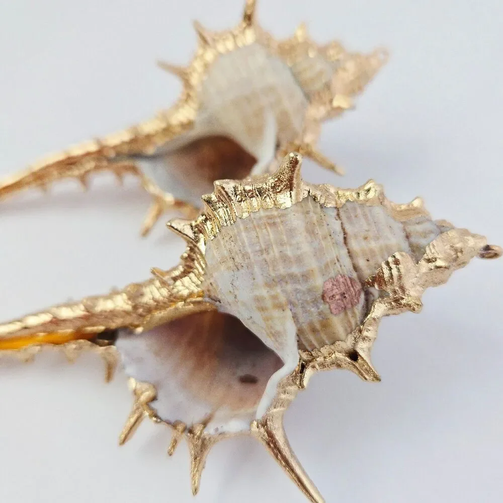 2 Large Natural Shell Charm Pendants for Jewelry Making Craft Supply Earrings